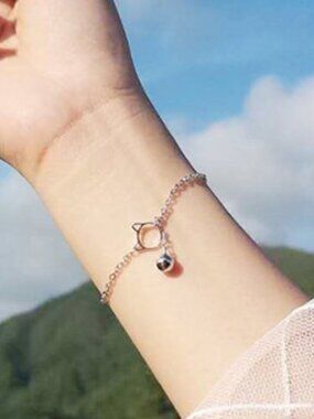 *NEW 925 Sterling Silver Cat Bell Bracelet